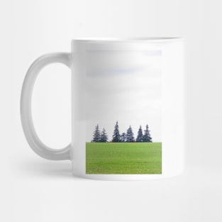 White Sky, Green Trees, and Field Mug